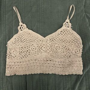 Vintage Cream Crochet Tank Top